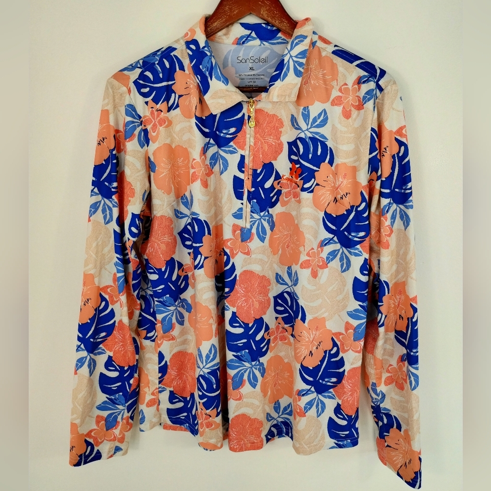 San Soleil Floral Swim Top Size XL